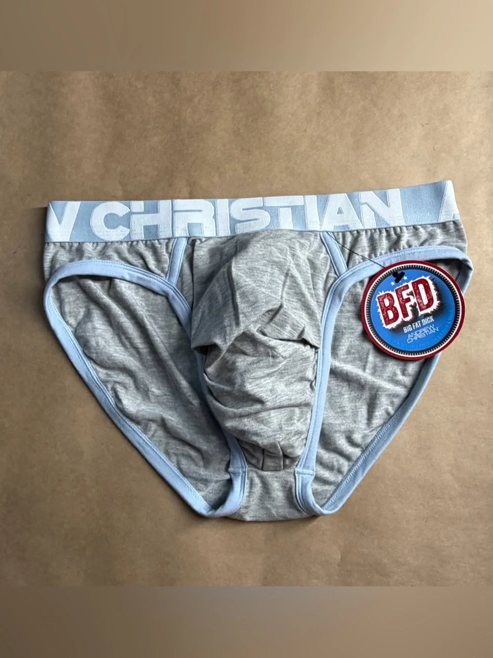 Andrew Christian BFD Men’s Brief Size SMALL Grey/blue